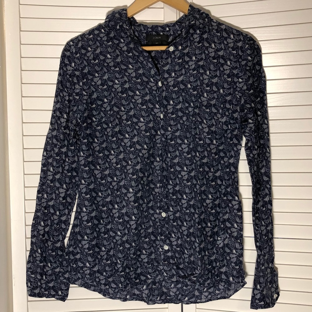 J Crew Bird Blue Buttoned Down Shirt